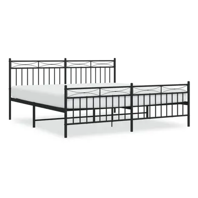 (black, 183x213 cm/with headboard & footboard) vidaXL Metal Bed Frame Home Bedroom Bed Base Matt