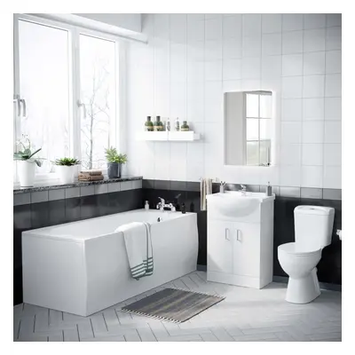 Ambon 1700mm Bath, Close Coupled Toilet & Vanity Basin Cabinet