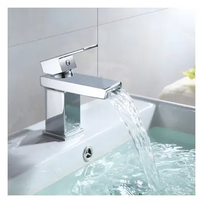 Saturn Modern Design Cloakroom Basin Sink Square Waterfall Mono Mixer Tap