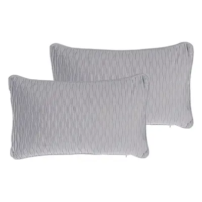 Set of Cushions MOTARI Boucle x cm Solid Embossed Grey