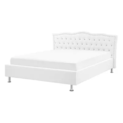 Bed Faux Leather METZ x cm (EU Double) White