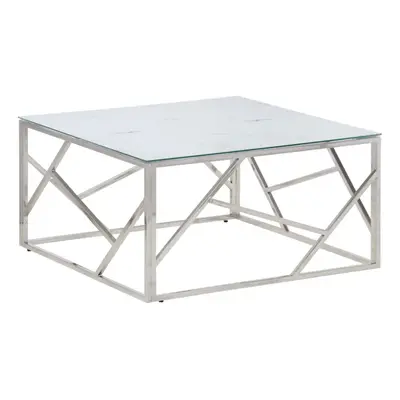 (silver and white, glass) vidaXL Coffee Table End Table Sofa Table Stainless Steel and Tempered 