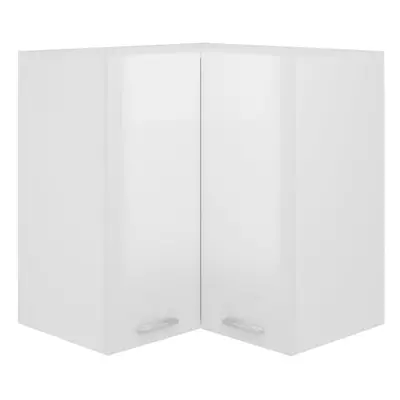 vidaXL Hanging Corner Cabinet High Gloss White Chipboard Kitchen Furniture