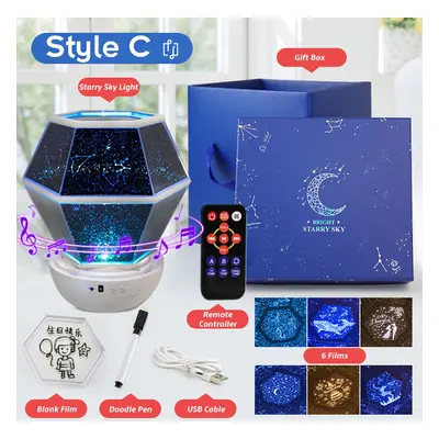 (Style C) Styles Colorful Starry Sky Light LED Projector Music Romantic Lamp Night Light