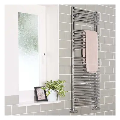 Jakobstad x 500mm Curved Chrome Designer Heated Towel Rail