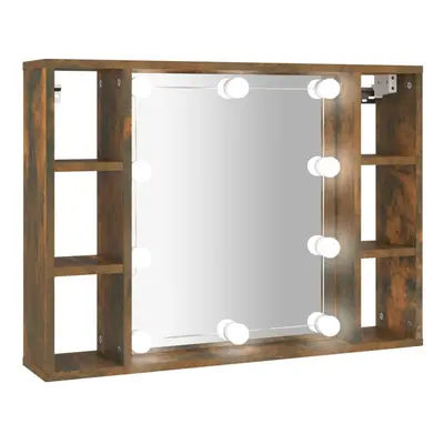 (Smoked oak) vidaXL Mirror Cabinet with LED Washroom Storage Cabinet Bathroom Vanity Unit