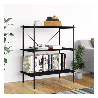 vidaXL 3-Tier Shelving Unit Black Home Decor Bookcase Bookshelf Standing Shelf