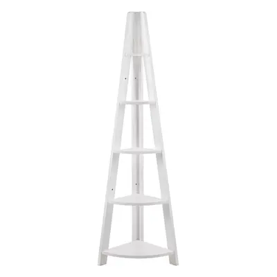 5 Tier Ladder Corner Bookcase Shelving Rack Display Organiser White