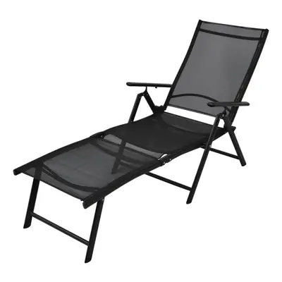 vidaXL Folding Sun Lounger Aluminium 178x63.5x96 cm Black Outdoor Garden Bed