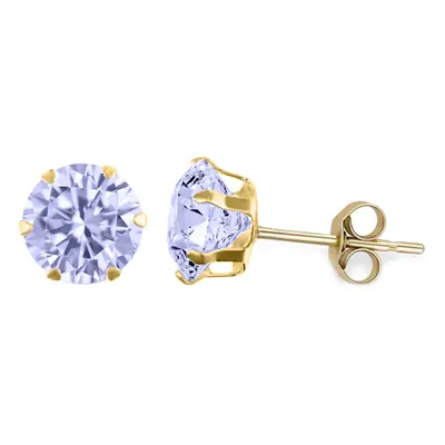 Jewelco London Ladies 9ct Yellow Gold Lilac Round Brilliant Cubic Zirconia Solitaire Claw Set St