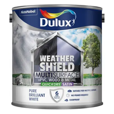 Dulux Weather Shield Multi-Surface Quick Dry Satin Paint, 2.5 - Pure Brilliant White