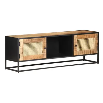 vidaXL Rough Mango Wood TV Cabinet Natural Cane Sideboard Stereo Media Stand