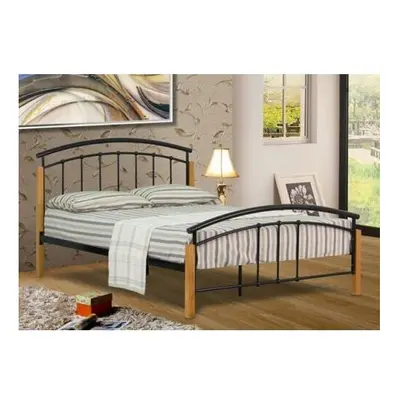 (4ft6 Double, Black) Sienna Metal Bed Frame with Tanya Mattress