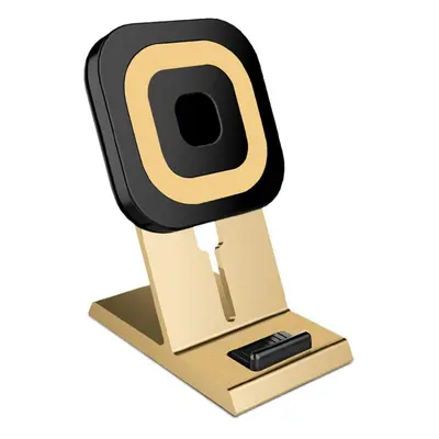 (Gold) 10W Qi Standard Desktop Wireless Charger Multi-Function Charging Stand Holder