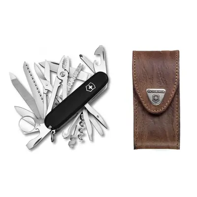 (black/brown) Victorinox SWISS CHAMP Swiss army knife bundle pack - with free Victorinox pouch