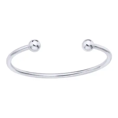 Jewelco London Kids Rhodium Plated Sterling Silver Torque Baby Bangle Bracelet 2.5mm - AKB012