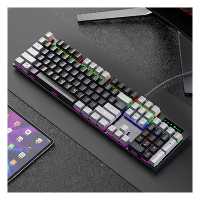 (Black) Keys Wired Mechanical Keyboard LED Backlit Blue Switch USB Wired Gaming Keyboard for Lap