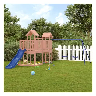 Playhouse with Slide Swings Rockwall Solid Wood Douglas