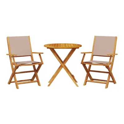 vidaXL Bistro Set Piece Bar Set Balcony set Taupe Fabric and Solid Wood