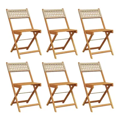 (beige, pcs) vidaXL Bistro Chairs Outdoor Dining Chair Solid Wood Acacia and Poly Rattan