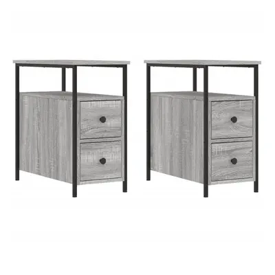 (grey sonoma, pcs) vidaXL Bedside Cabinets Bedside Table Side Table pcs Black Engineered Wood