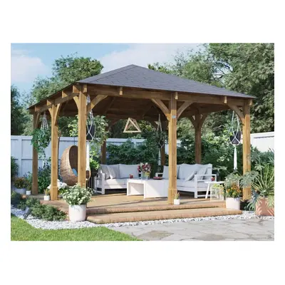 Dunster House Wooden Gazebo W4m x D4m Permanent Garden Gazebo Leviathan