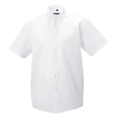 (19inch, White) Russell Collection Mens Short Sleeve Ultimate Non-Iron Shirt