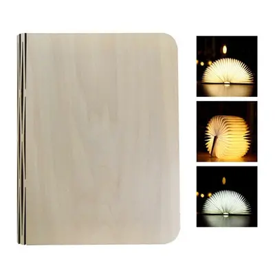 (Wood Cover-Yellow, 14.7x11x2.5cm) Fordable Night LED Book-light USB Rechargeable Magnetic color