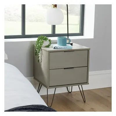 Home Source Acadia Industrial Drawer Bedside Table Unit - Grey