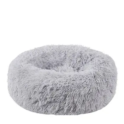 (Light Gray, M) Kennel Round Plush Nest Padded Soft Warm For Cat Bed Mat Pad