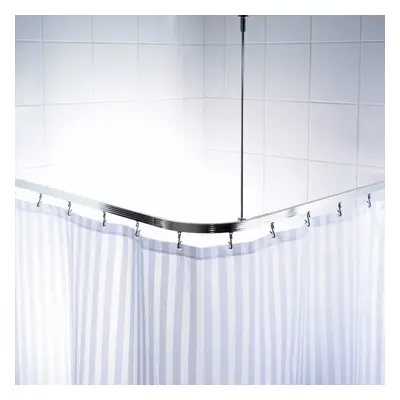 RIDDER Universal Corner Shower Curtain Rail with Hooks Chrome Bath Rod