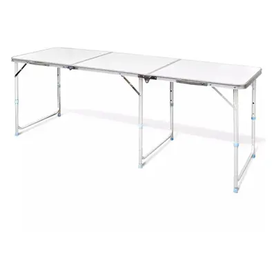 vidaXL Foldable Camping Table Height Adjustable Aluminium 180x60cm Picnic BBQ