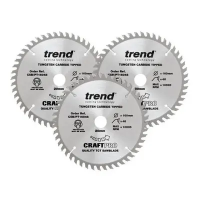 Trend CSB/PT/160X48 160mm Craft Saw Blade 48T triple pack