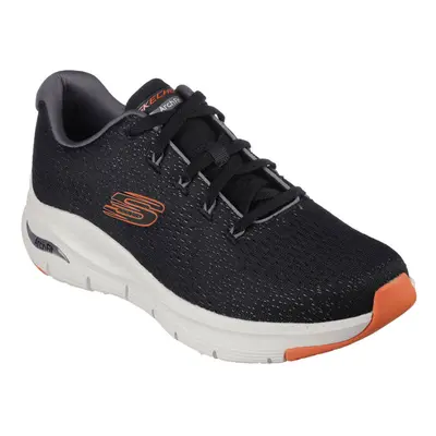 (UK 7, Black/Orange) Skechers Mens Takar Arch Fit Engineered Mesh Lace Up Comfort Trainers