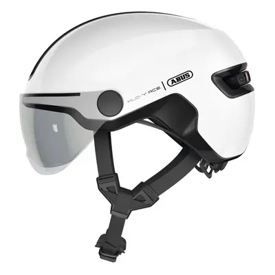 ABUS HUD-Y ACE city helmet - stylish bike helmet with visor and magnetic, rechargeable rear LED 