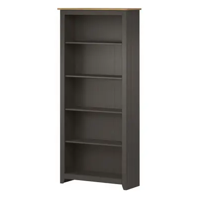 Tall Display Bookcase with Solid Pine Top Kitchen Bathroom Storage Cabinet Grey