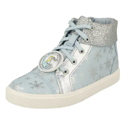 (Blue, UK Infant) Girls Clarks Elsa Detailed Frozen Hi Top Trainers City Ice T