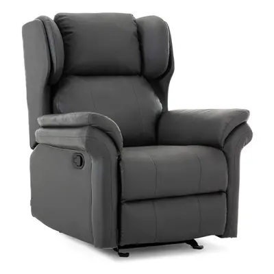 (Slate) OAKFORD WING BONDED LEATHER RECLINER ROCKING ARMCHAIR GAMING LOUNGE CHAIR BLACK