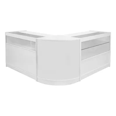 Retail Counters Shop Brilliant White Display Cabinet Glass Showcase Shelves Storage Leo