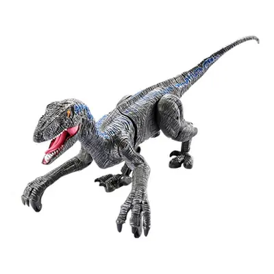 (Blue) 2.4G Channel Remote Control Raptor Velociraptor Dinosaur Model with Sound and Light Toys 