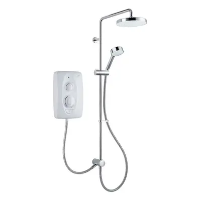 Mira Jump Dual Twin Head Handset Electric Shower 10.5kw White Chrome Bathroom