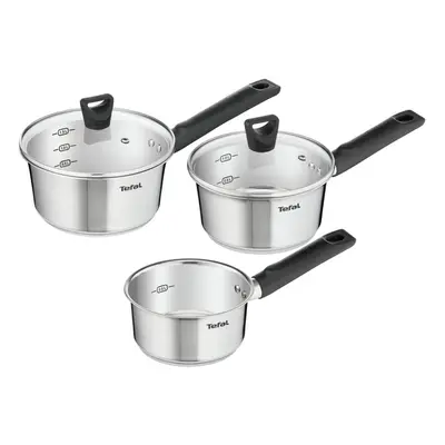 Tefal Simpleo 3pc Stainless Steel Saucepans Milk Pan Kitchen Cooking Pots Set