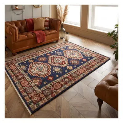 (Navy Blue, 160x230cm) Luxury Wool Traditional Rug Carpet Vintage Oriental Rugs Runner Small Lar