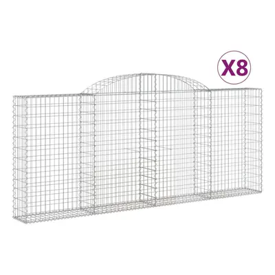 (300 x x 120/140 cm/8 pcs) vidaXL Arched Gabion Basket Stone Basket Gabion Retaining Wall Galvan