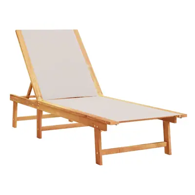 (grey, sun lounger) vidaXL Sun Lounger Bed Outdoor Garden Recliner Solid Acacia Wood and Textile