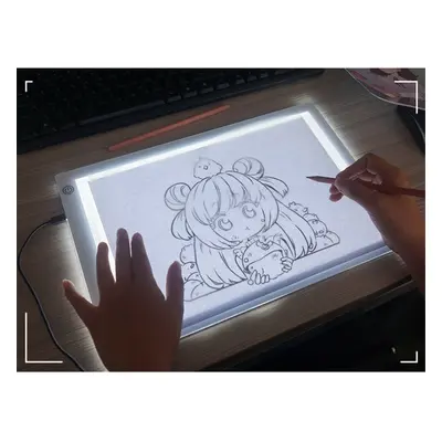 () A4 LED Drawing Board 1.5m USB Cable Charging Model A4 Copy Table Drawing Board Translucent Ca