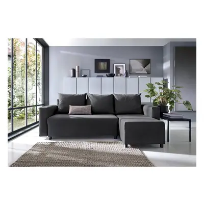 (Black, Right Facing) Oslo Corner Sofa Bed