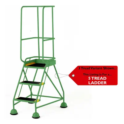 5 Tread Mobile Warehouse Steps & Guardrail GREEN 2.2m Portable Safety Stairs