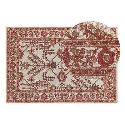 Wool Area Rug x cm Orange and Beige ADILCEVAZ