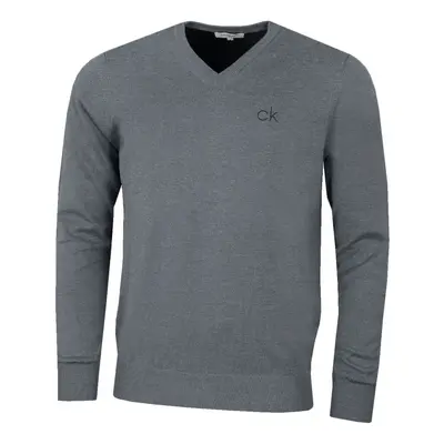 (2XL, Grey Marl) Calvin Klein Golf Mens V-Neck Tour Durable Comfort Sweater